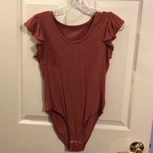 Aerie rose ruffle bodysuit